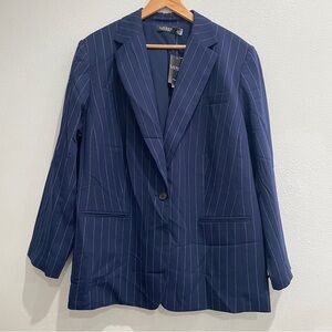 NWT Lauren Ralph Lauren Women Plus‎ Size 22W Black Label Navy Pinstripe Blazer